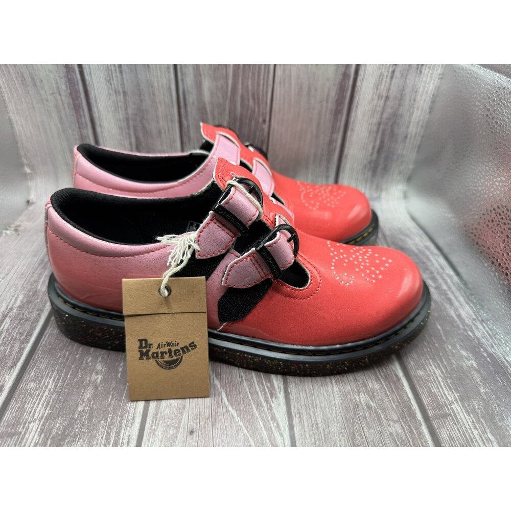 Dr. Marten's Pink 8065 Gradient Glitter Mary Jane Junior Girl Shoe 5